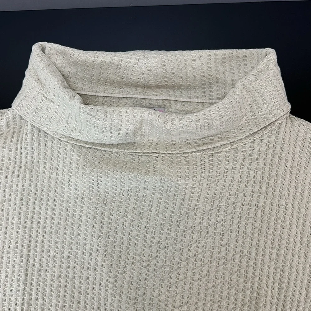 Free‎ People Stone Cold Juicy Long Sleeve Waffle Knit Top L Oversized Cowl Neck